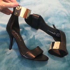 Jeffrey Campbell gold plated strap heels